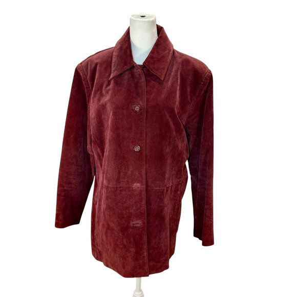 Women's Burgundy Leather Jacket - Picture 3 of 7